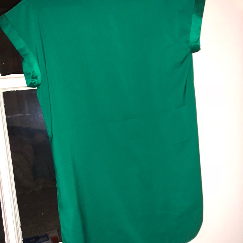 Silky V-Neck Rolled Sleeve Blouse